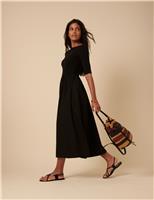 Pure Cotton Midi Waisted Dress