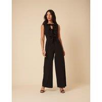Nobody's Child Cotton Rich Sleeveless Bow Detail Jumpsuit Black