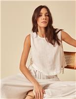 Linen Rich Keyhole Crop Boxy Top