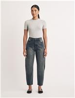 Nobody's Child Boyfriend Mid Rise Barrel Jeans Black