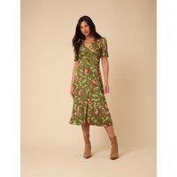 Nobody's Child Floral Midi Waisted Dress Green