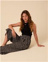 Nobody's Child Floral Elasticated Waist Wide Leg Cropped Trousers Black Mix