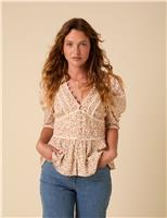 Nobody's Child Floral V-Neck Top Yellow