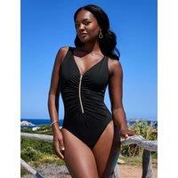 Miraclesuit Zipt Non-Wired Non-Padded Swimsuit With Zip Front Detail Black