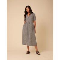 Nobody's Child Pure Cotton Gingham Collared Midi Dress Black