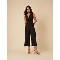 Nobody's Child V-Neck Cut Out Detail Wide Leg Jumpsuit Black