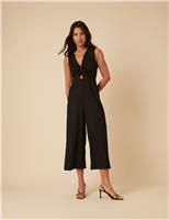 V-Neck Cut Out Detail Wide Leg Jumpsuit