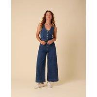 Nobody's Child Denim Scalloped Cropped Palazzo Jeans Blue Denim