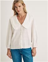 Nobody's Child Pure Cotton Collared Blouse White