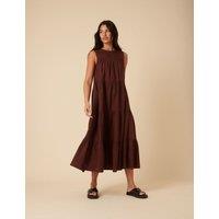 Nobody's Child Pure Cotton Midi Tiered Dress Brown