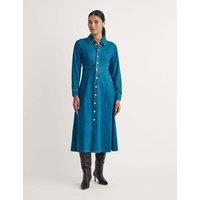 Nobody's Child Pure Cotton Button Through Shirt Dress Blue Denim