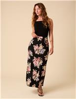 Floral Midi Slip Skirt