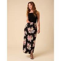 Nobody's Child Floral Midi Slip Skirt Black Mix