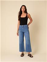 Mid Rise Wide Leg Cropped Jeans