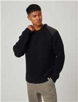 Pure Wool Textured Crew Neck Jumper