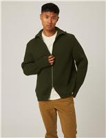 Pure Merino Wool Cable Funnel Neck Cardigan