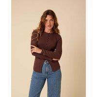 Cotton Rich Ribbed Button Front Top