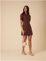 Nobody's Child Cotton Rich Button Front Mini Tailored Dress Brown