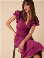 Nobody's Child Ruffle Sleeve Midi Dress Pink