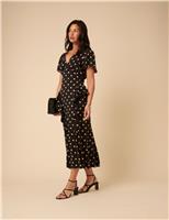 Polka Dot Frill Detail Midi Dress