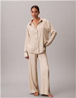 Calvin Klein Satin Printed Pyjama Set Beige Mix