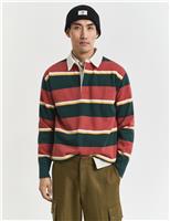 GANT Cotton Rich Striped Rugby Shirt Orange Mix