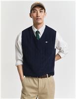 Pure Wool V-Neck Cable Knitted Vest