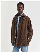 GANT Cotton Rich Wax Jacket Brown