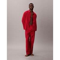 Calvin Klein Pure Brushed Cotton Checked Pyjama Set Red