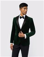 Slim Fit Pure Cotton Velvet Blazer