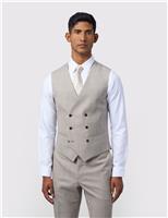 Slim Fit Wool Blend Check Performance Waistcoat