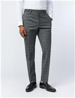 Ted Baker Slim Fit Wool Rich Check Trousers Charcoal