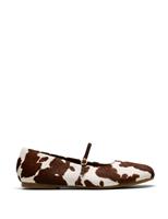 Leather Cow Print Flat Shoes
