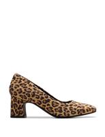 Suede Leopard Print Block Heel Court Shoes