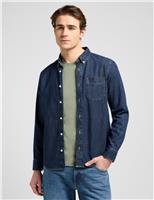 Lee Regular Fit Denim Button Down Shirt Blue Denim