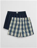 2pk Pure Cotton Checked and Solid Boxers