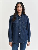 GANT Pure Cotton Denim Relaxed Shirt Dark Blue