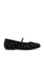 Suede Studded Flat Ballet Pumps