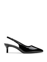 Leather Patent Kitten Heel Slingback Shoes