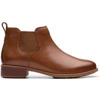 Clarks Leather Block Heel Ankle Boots Tan