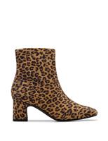 Suede Leopard Print Block Heel Ankle Boots