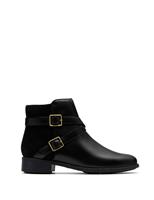 Leather Buckle Block Heel Ankle Boots