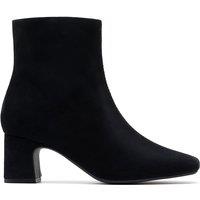 Clarks Suede Block Heel Ankle Boots Black