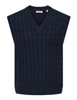 ONLY & SONS Cotton Rich Cable Knitted Vest Navy