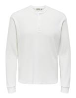 Jersey Grandad Collar Long Sleeve Top