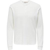 ONLY & SONS Jersey Henley Long Sleeve Top White