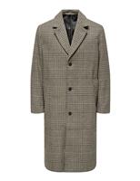 ONLY & SONS Wool Blend Check Coat Brown Mix