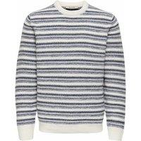 ONLY & SONS Crew Neck Striped Long Sleeve Sweatshirt White Mix