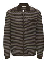 Pure Cotton Striped Collared Neck Zip Up Cardigan