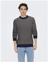 Cotton Rich Textured Crew Neck Jumper